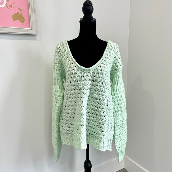 Free People Mint Chunky Knit Oversized Sweater - Picture 3 of 11